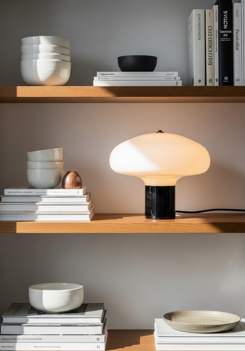 Artistic Table Lamp as a Shelf Accent