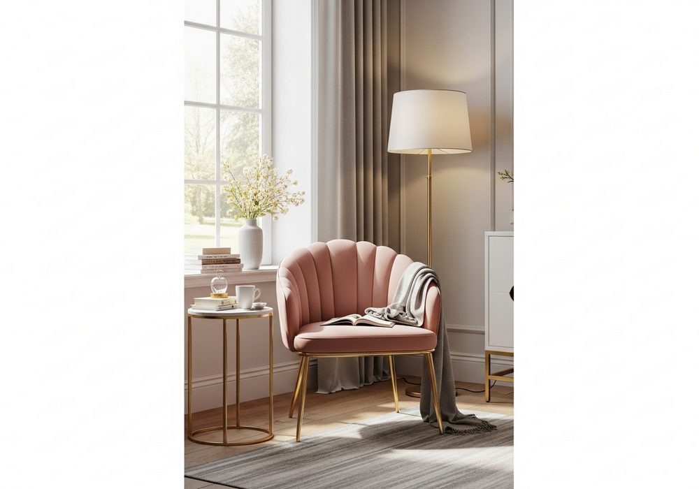 Blush Accent Chair Reading Corner