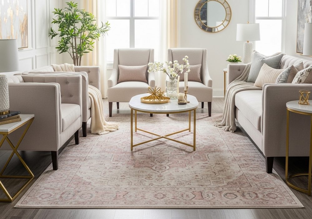 Blush Area Rug for a Softer Foundation