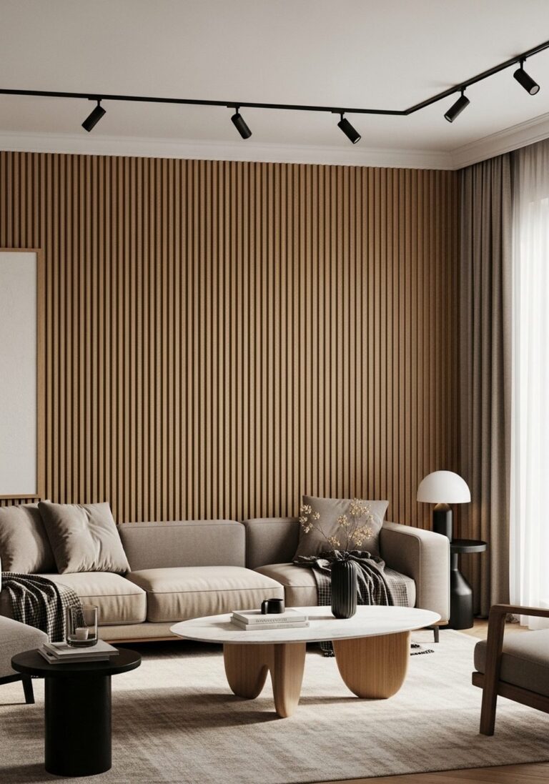 Floor-to-Ceiling Living Room Accent Wall