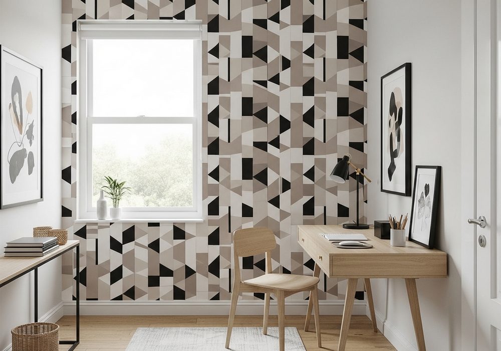 Geometric Wallpaper on One Accent Wall