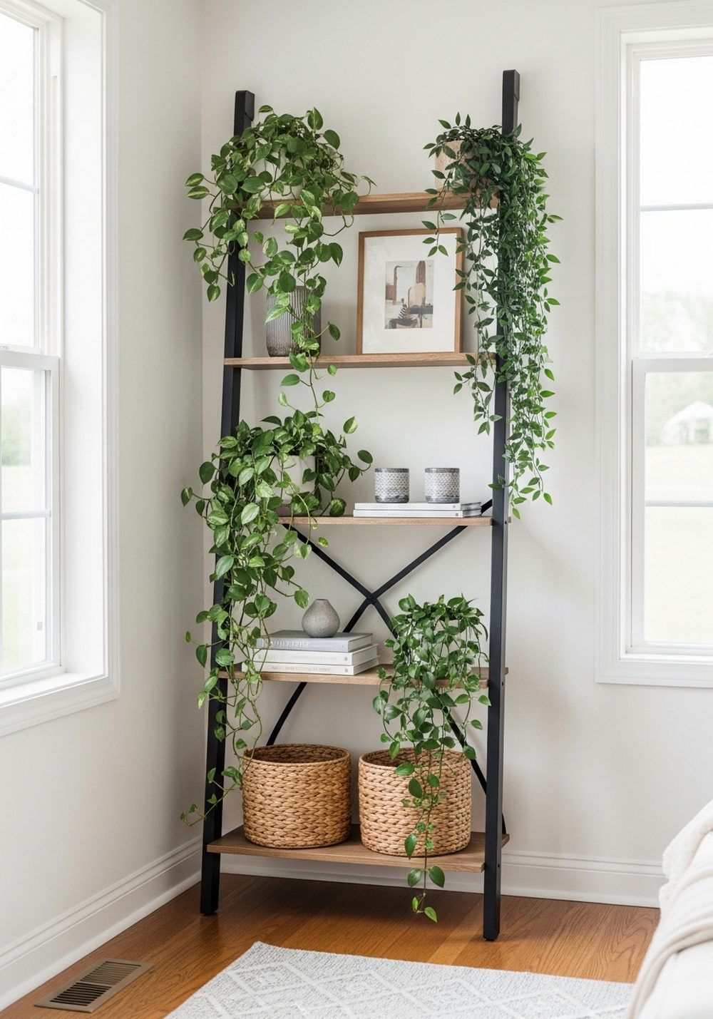 Ladder Shelf Green Display
