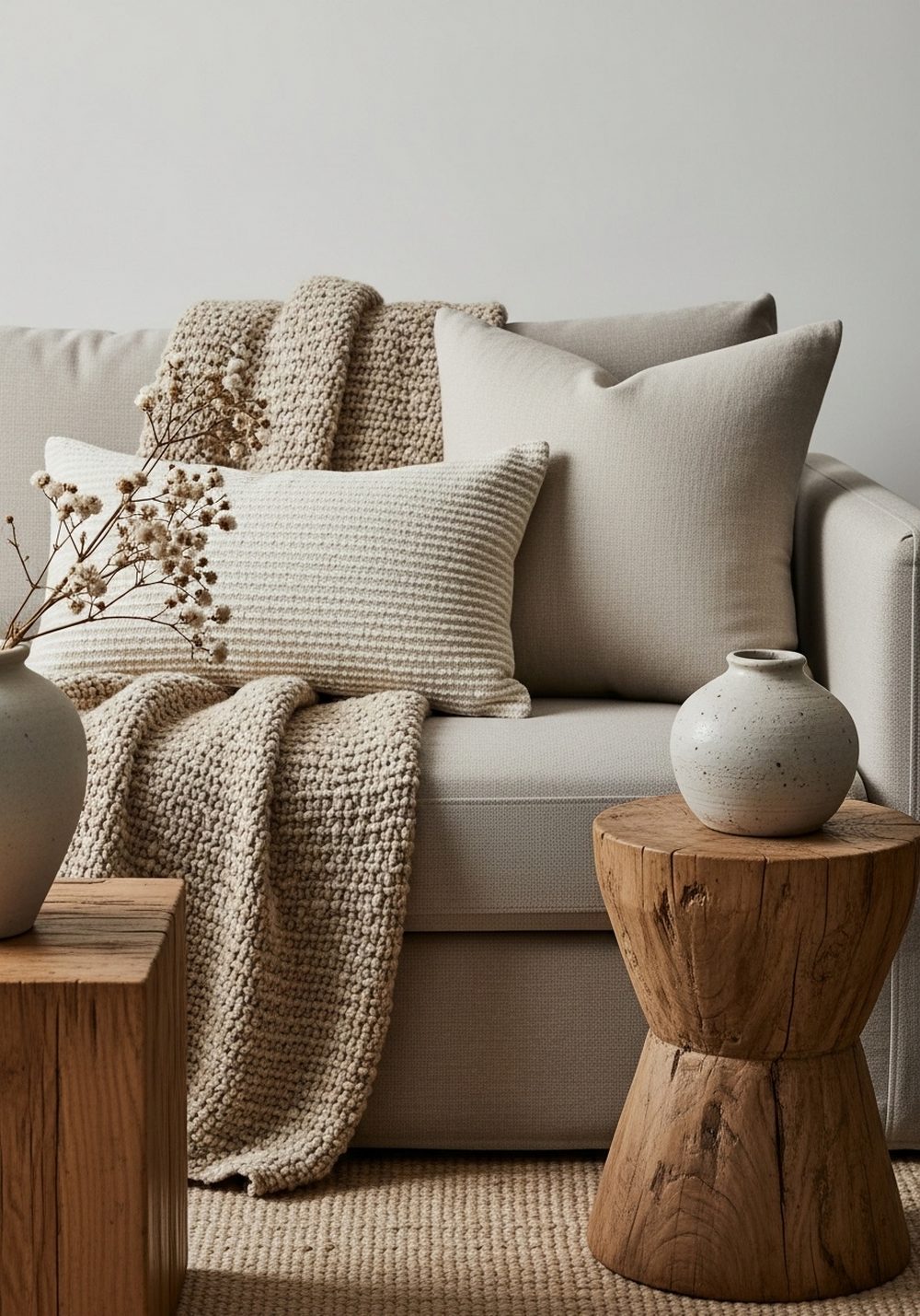 Layered Textiles in Warm Earth Tones