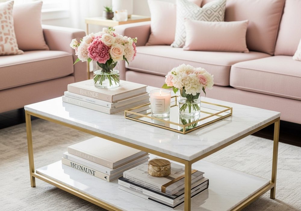 Marble and Gold Coffee Table Styling