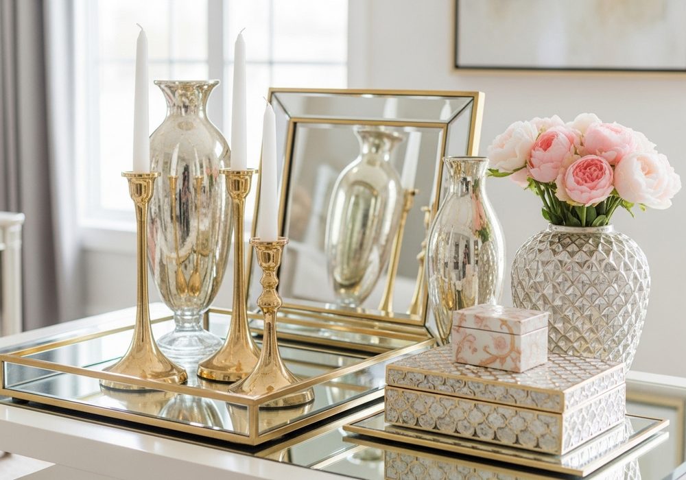 Mirrored and Gold Decorative Accessories