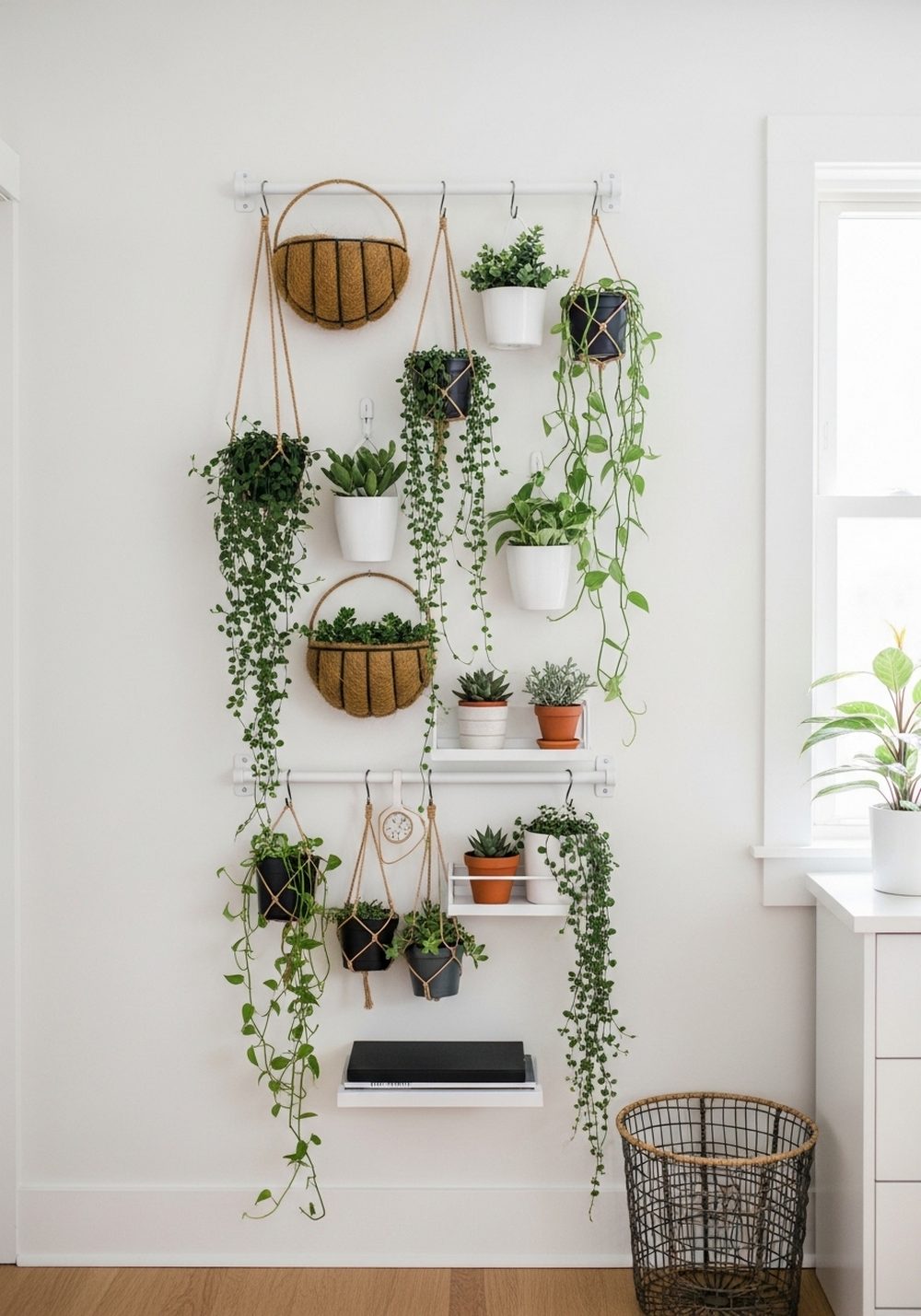 Rail-and-Hook Plant Wall