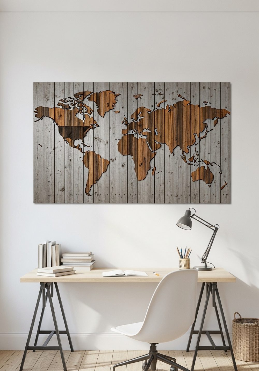Reclaimed Wood Map Wall Art
