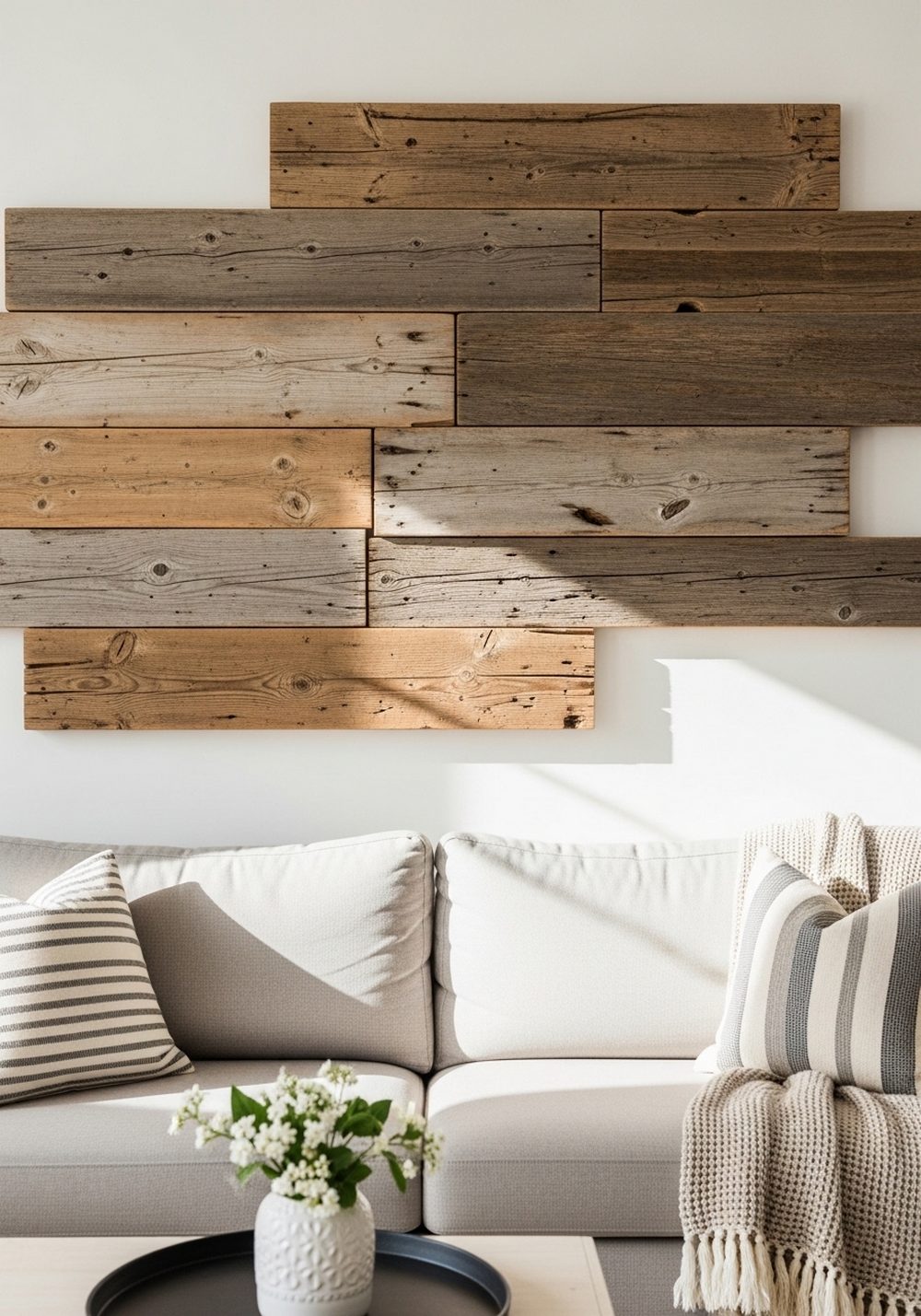 Reclaimed Wood Panel Gallery Wall