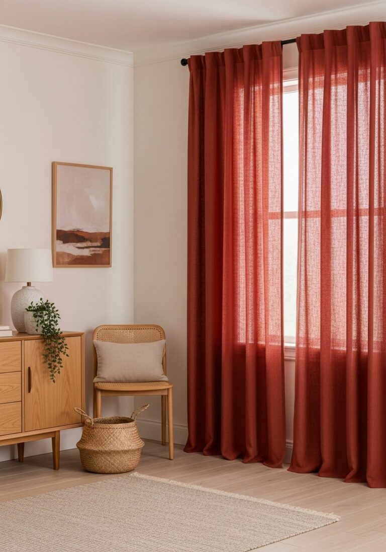 Rust-Red Linen Curtains