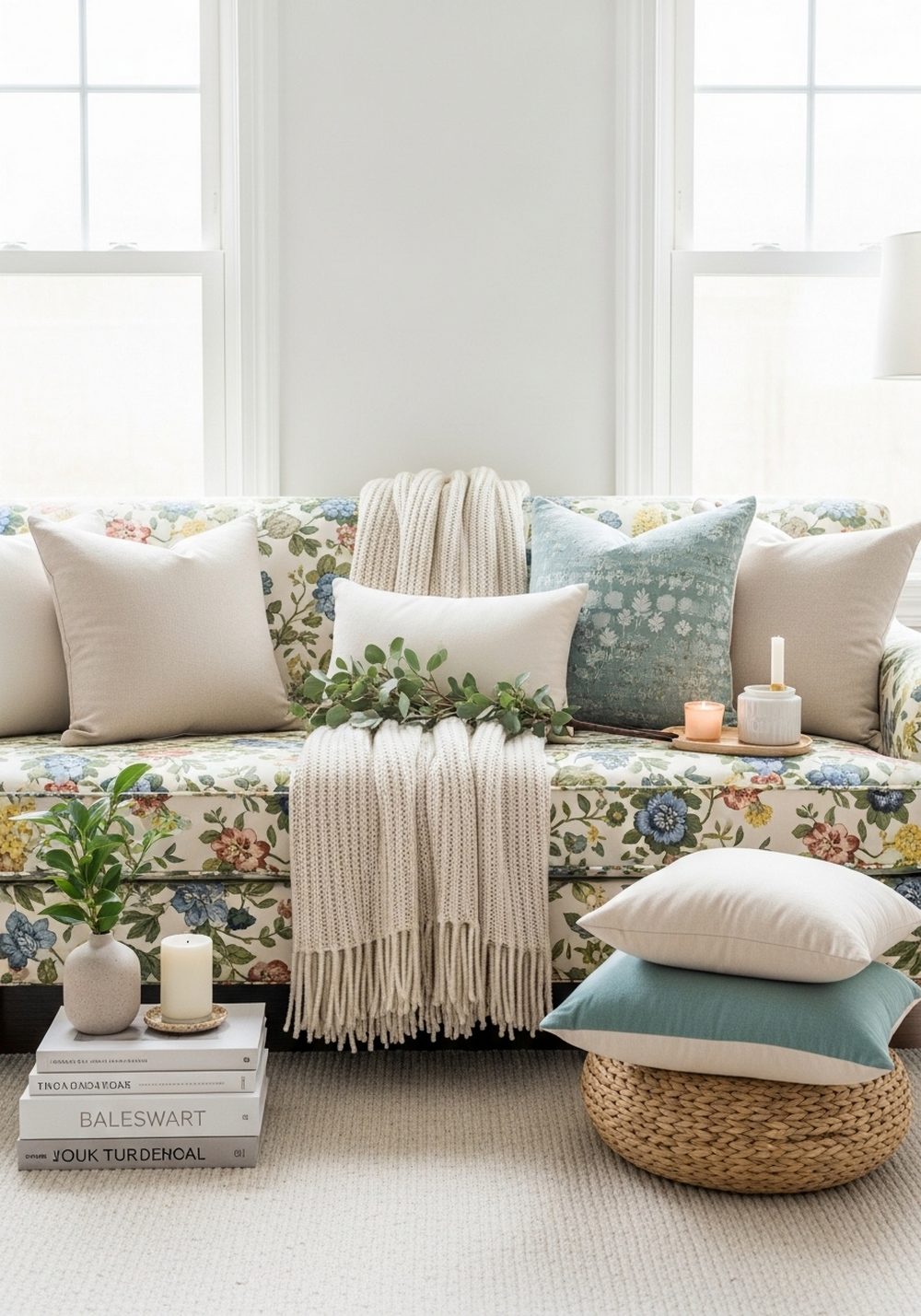 Seasonal Floral Sofa Styling With Easy Swaps