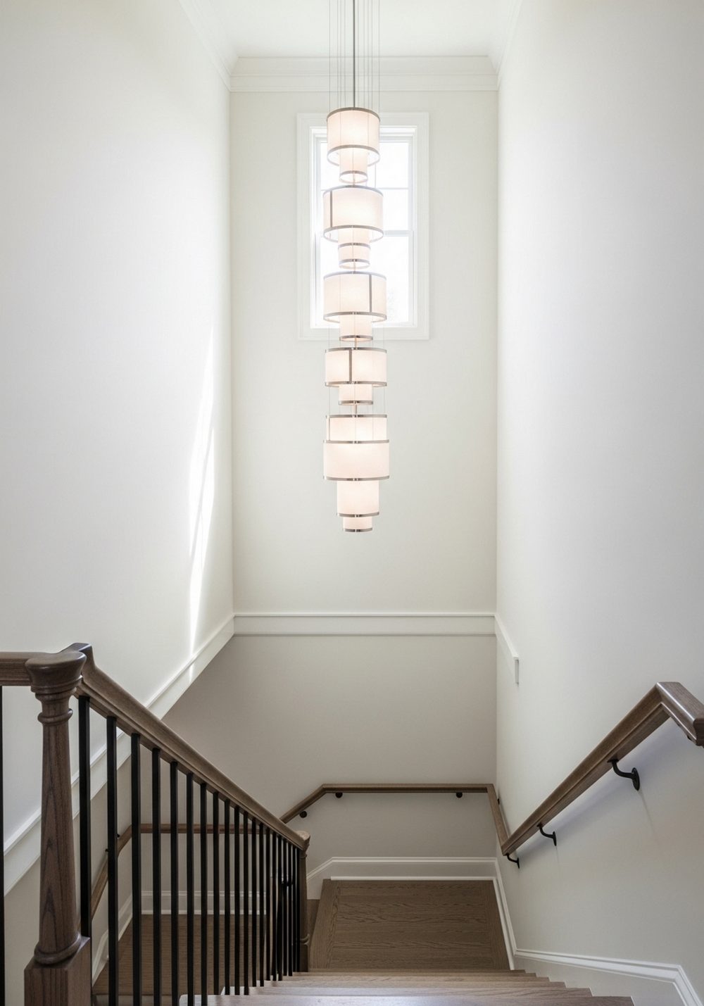 Tiered Pendant Light in a Stairwell