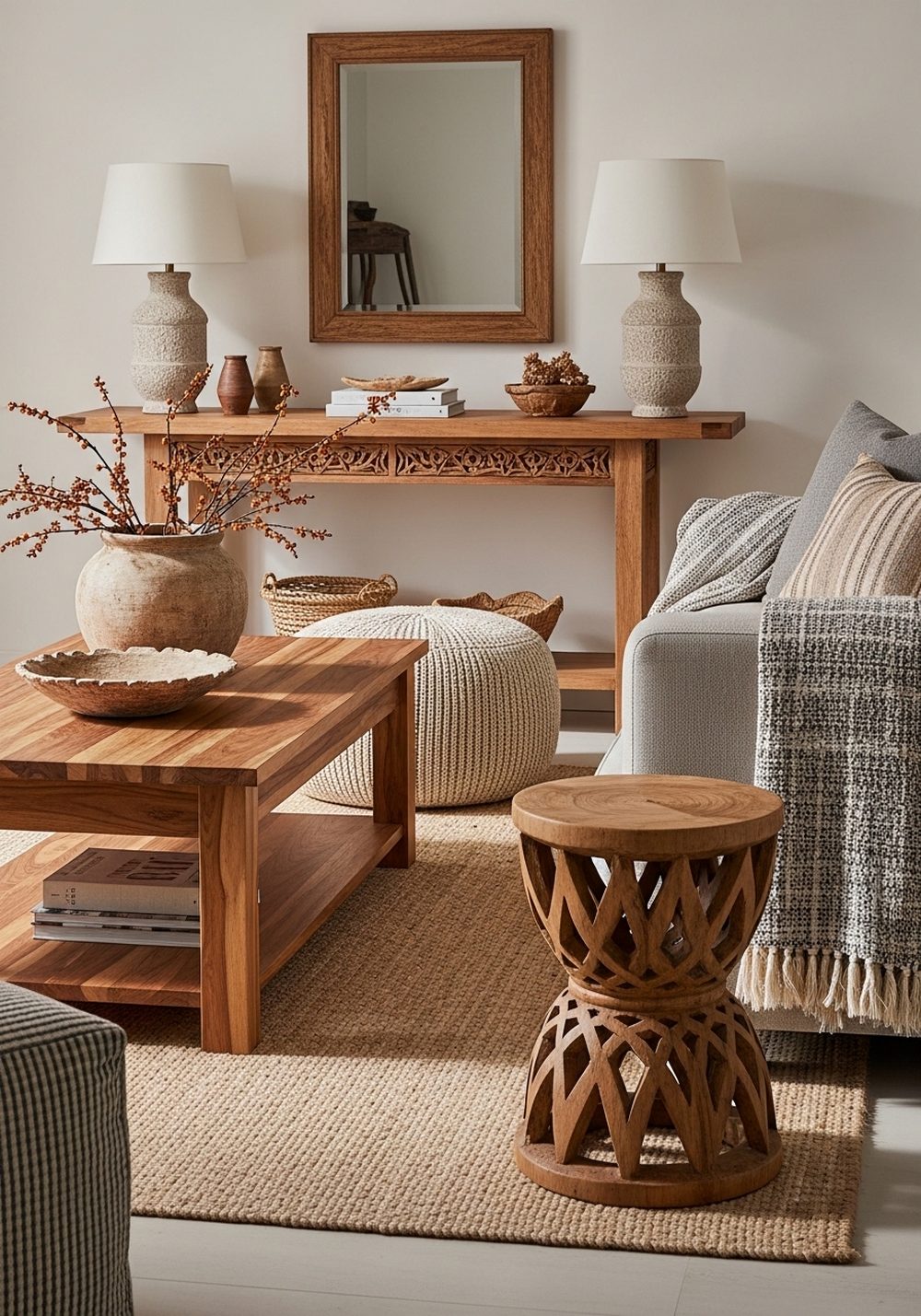 Bring In Warm Wood and Handcrafted Furniture