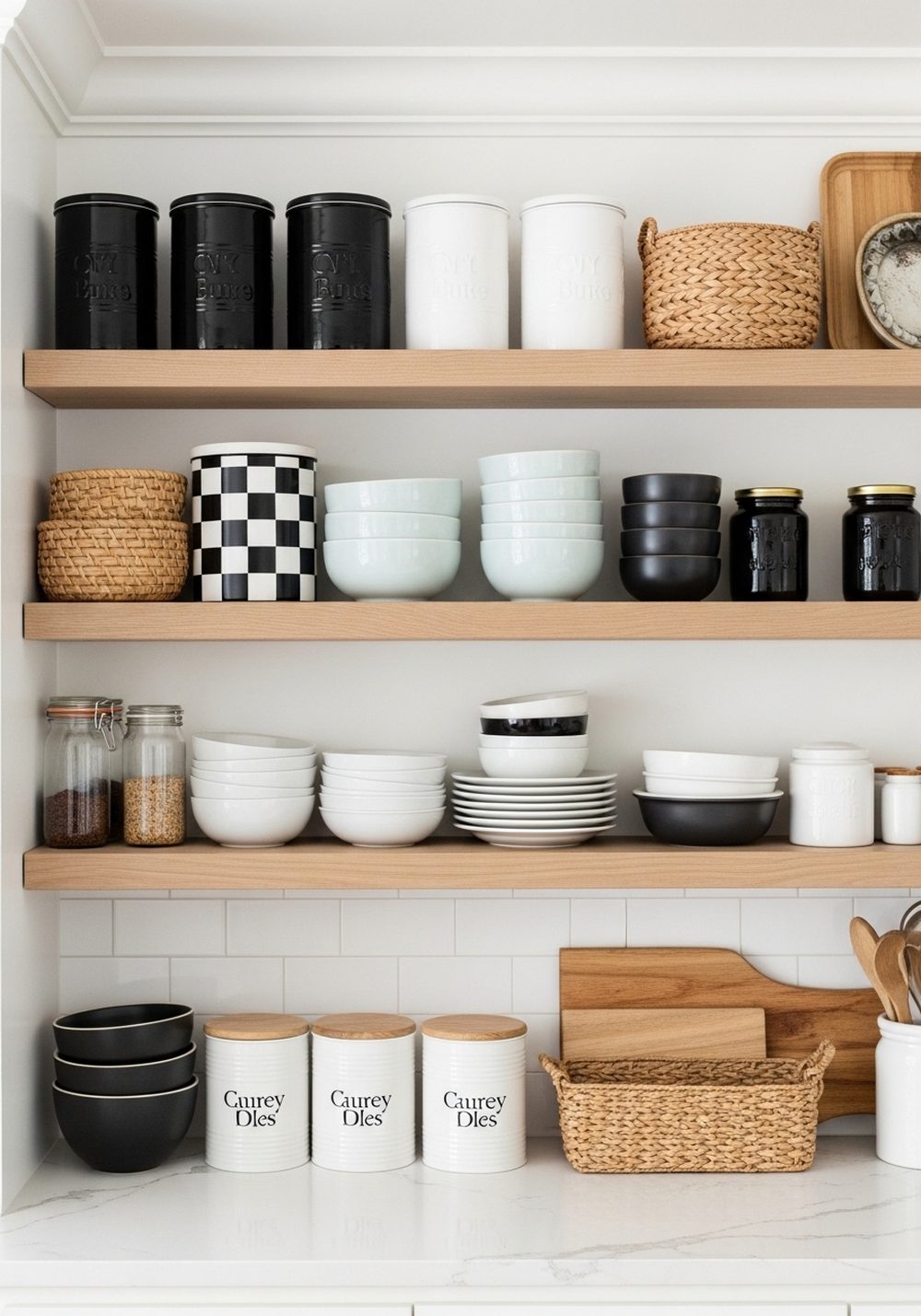 Checkerboard Open Shelf Styling