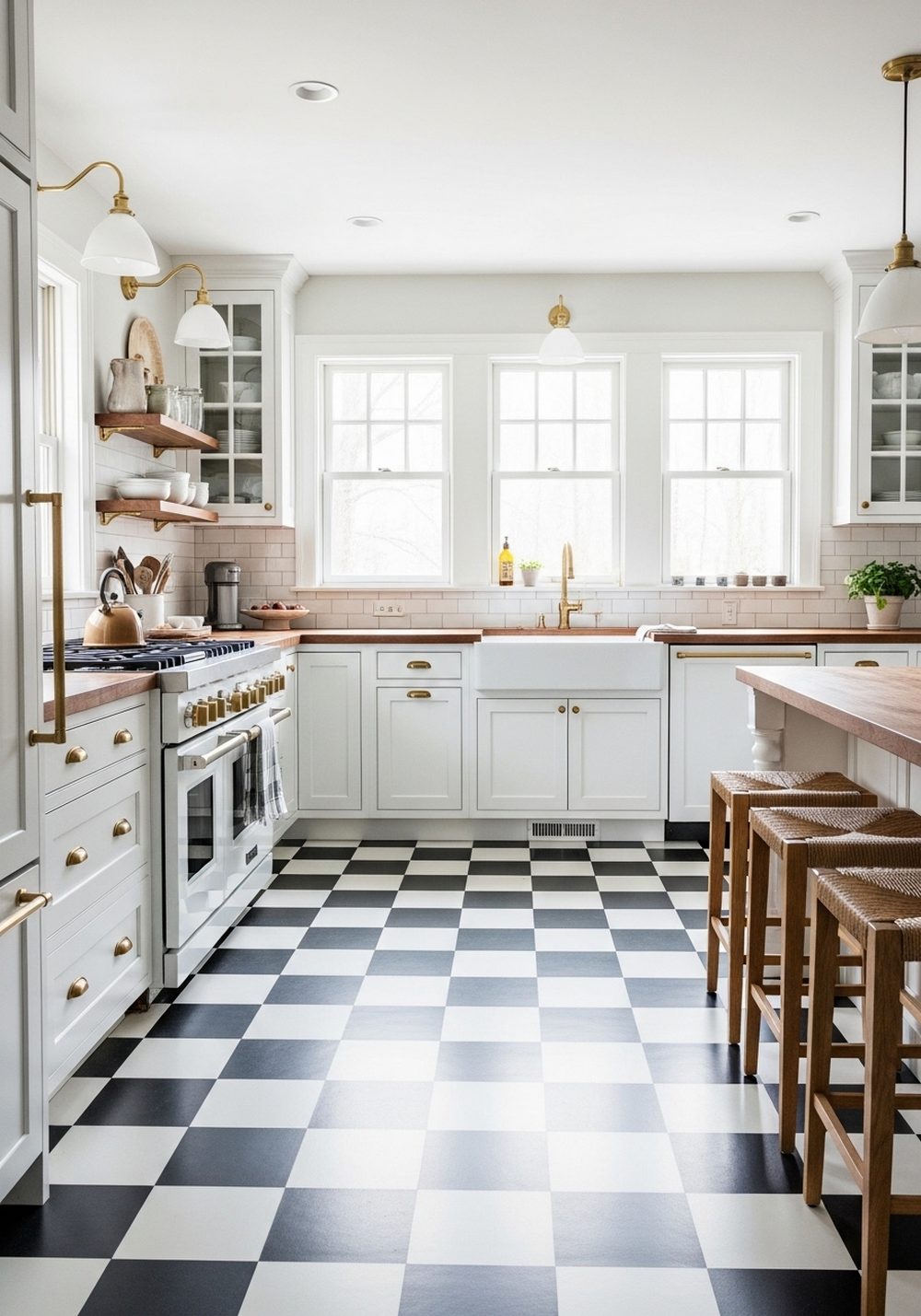 Classic Black and White Checkerboard Floor