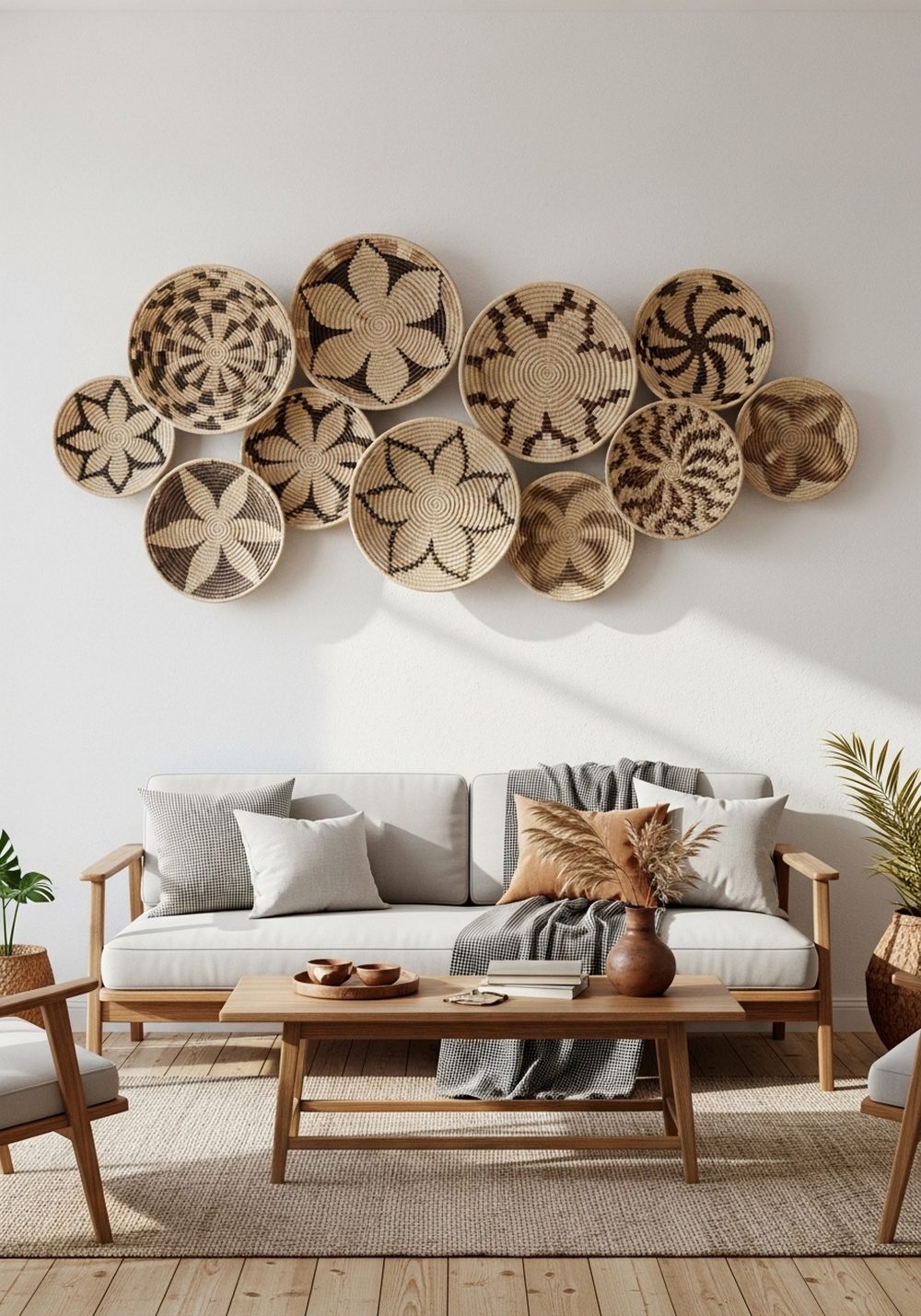 Style a Statement Wall With Woven Baskets