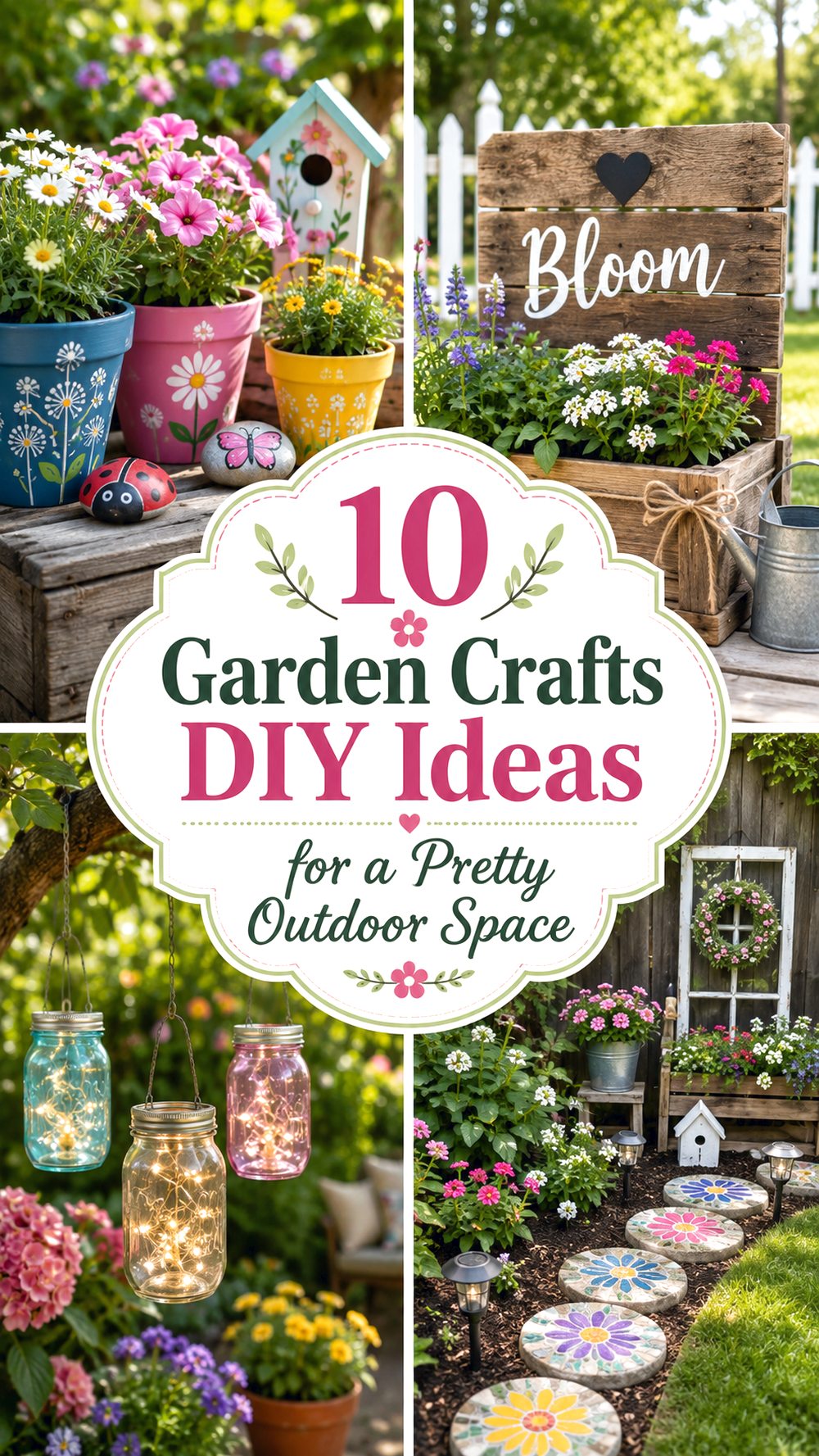 Garden Crafts DIY Ideas for a Pretty Outdoor Space