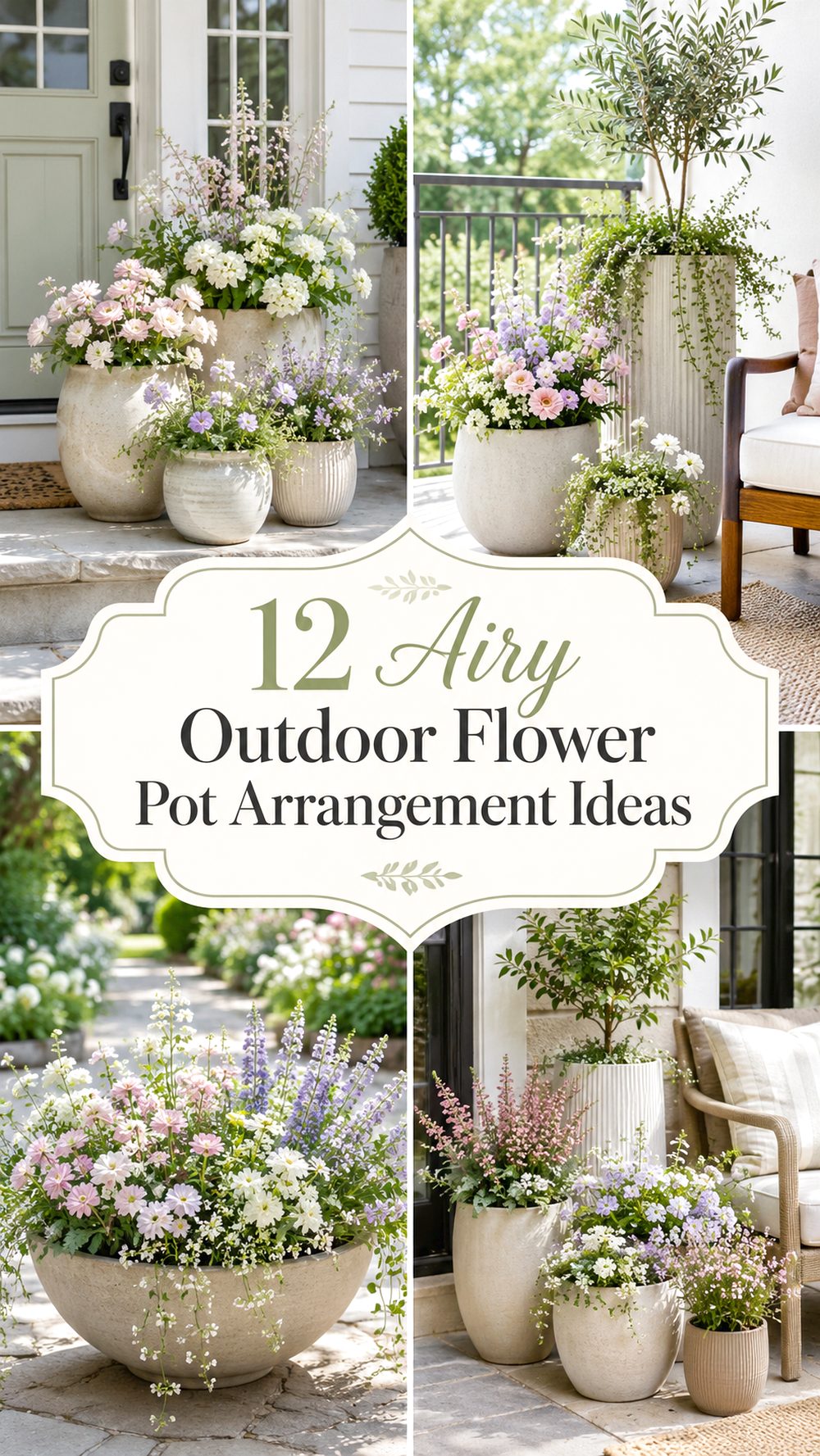 Airy Outdoor Flower Pot Arrangement Ideas