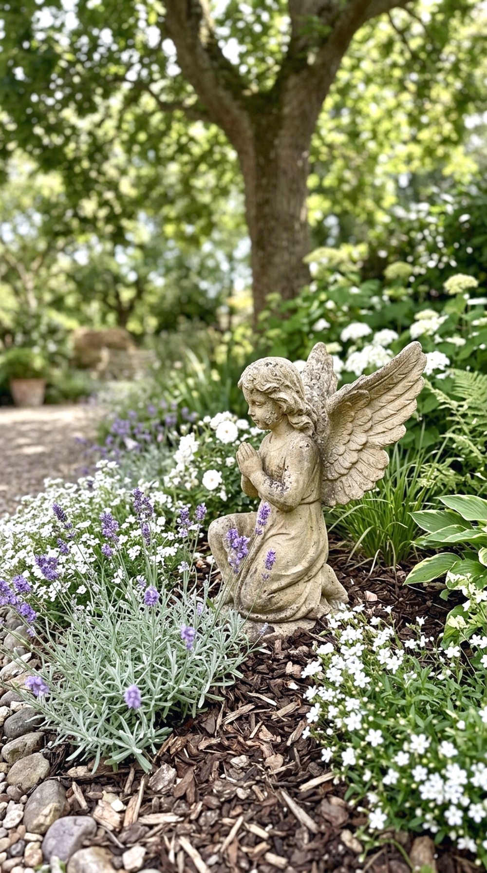 Angel Statue Flower Bed