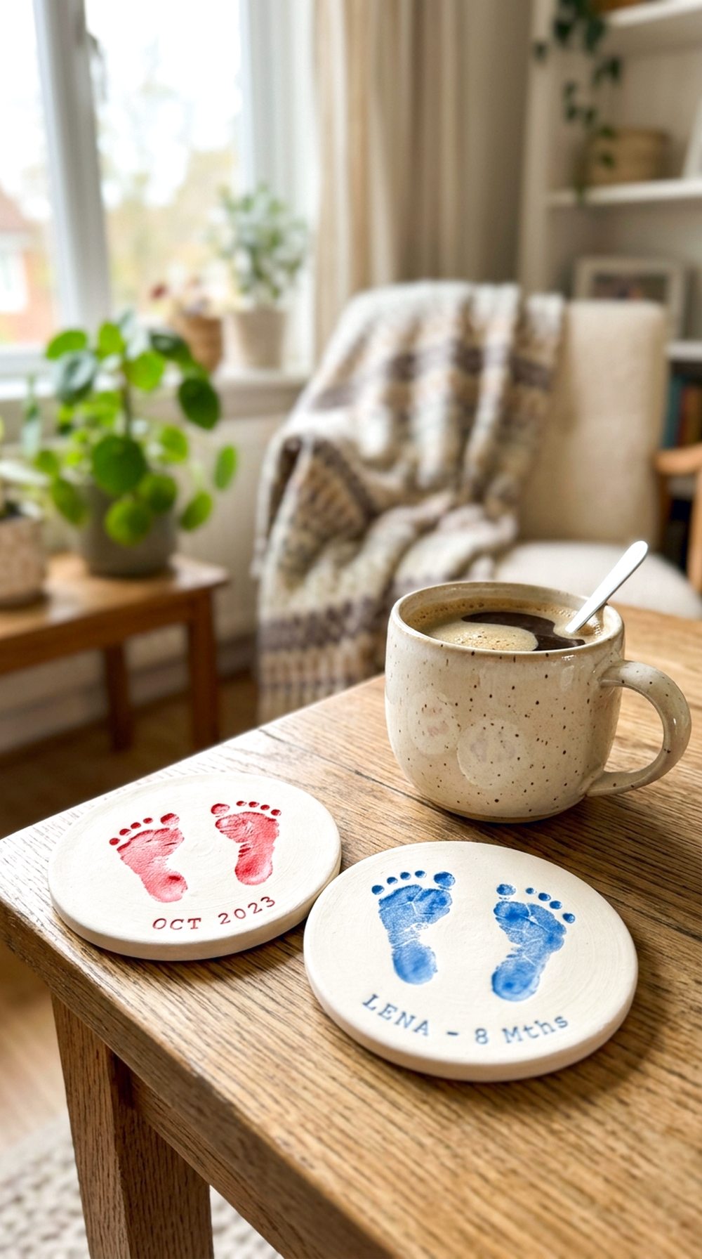 Baby Footprint Mug Coaster Set