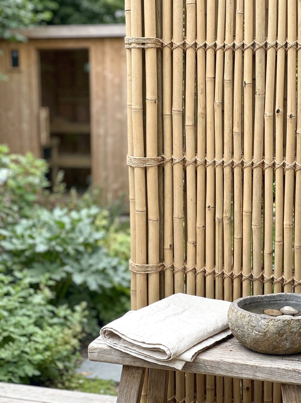 Bamboo Privacy Sauna Corner
