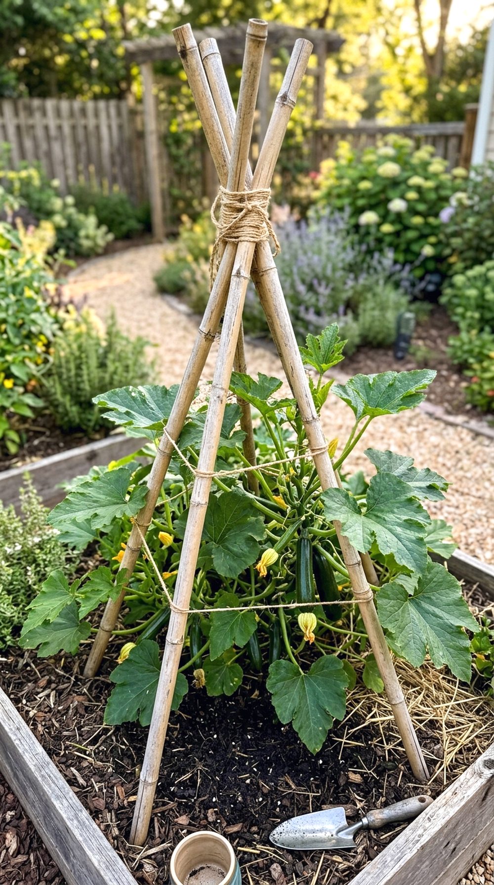 Bamboo Zucchini Teepee