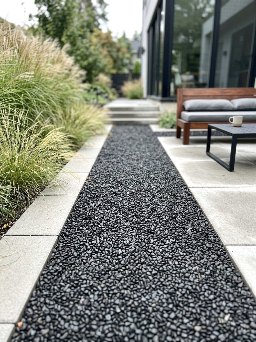 Black Gravel Garden Path