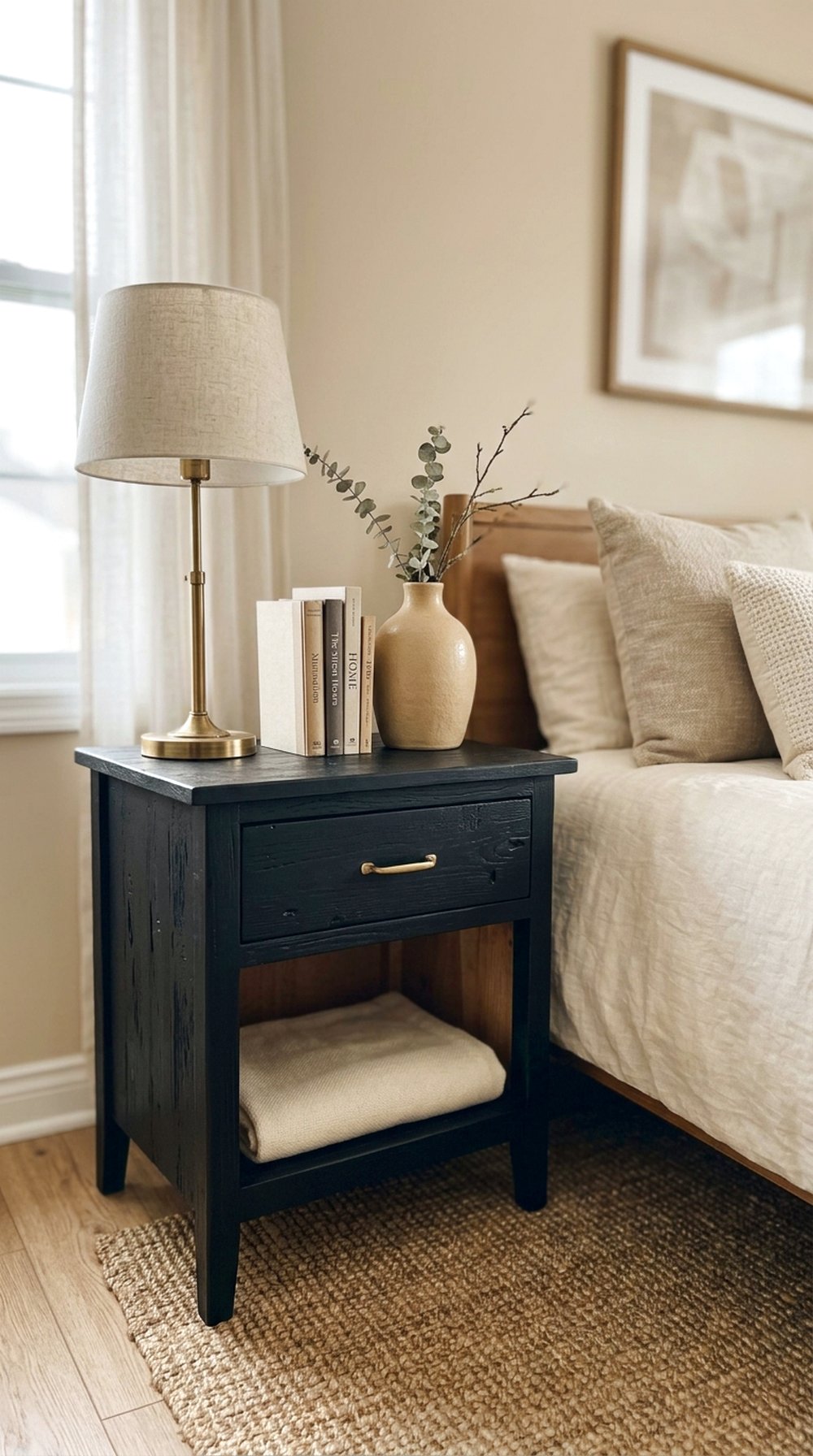 Black Painted Nightstand