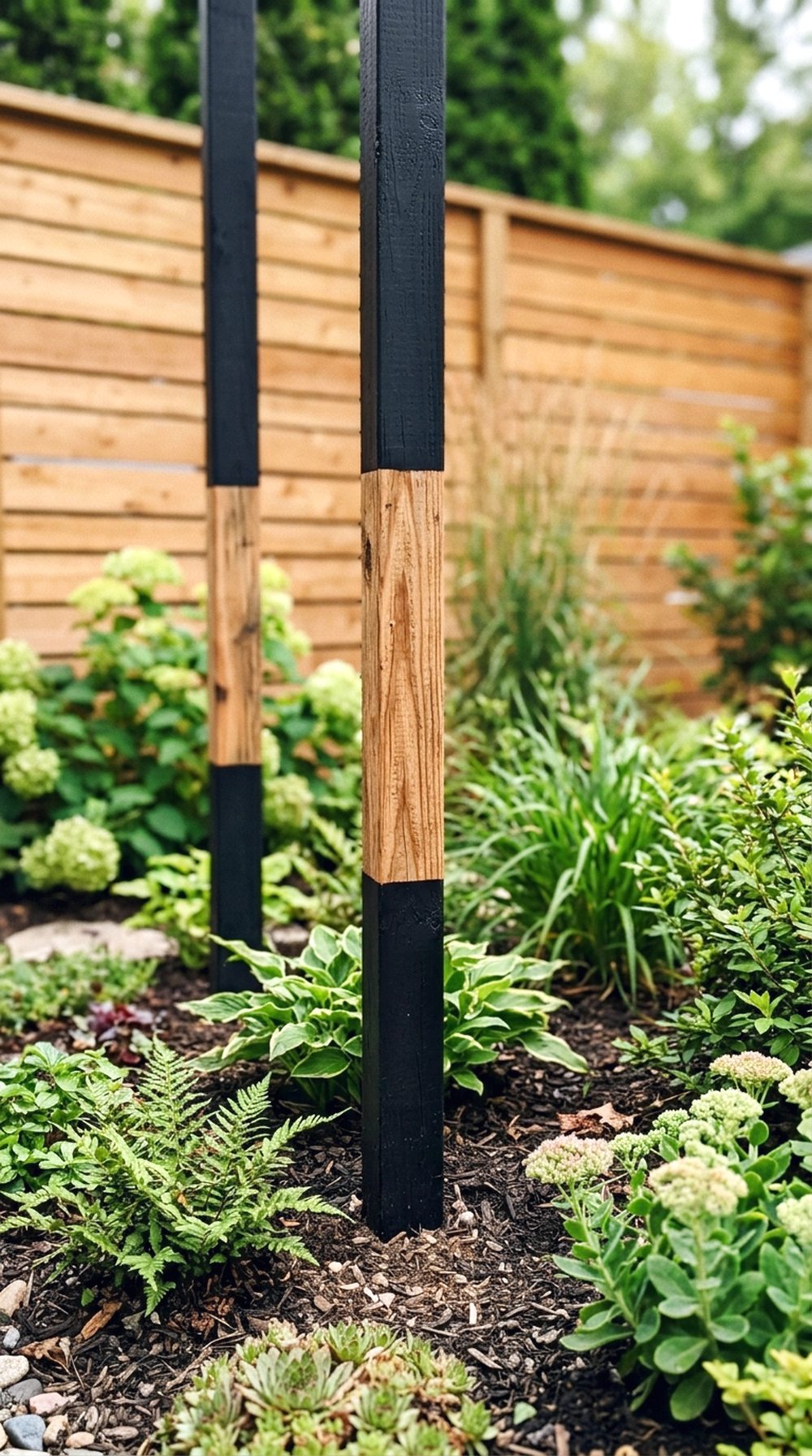 Black and Wood Painted Poles
