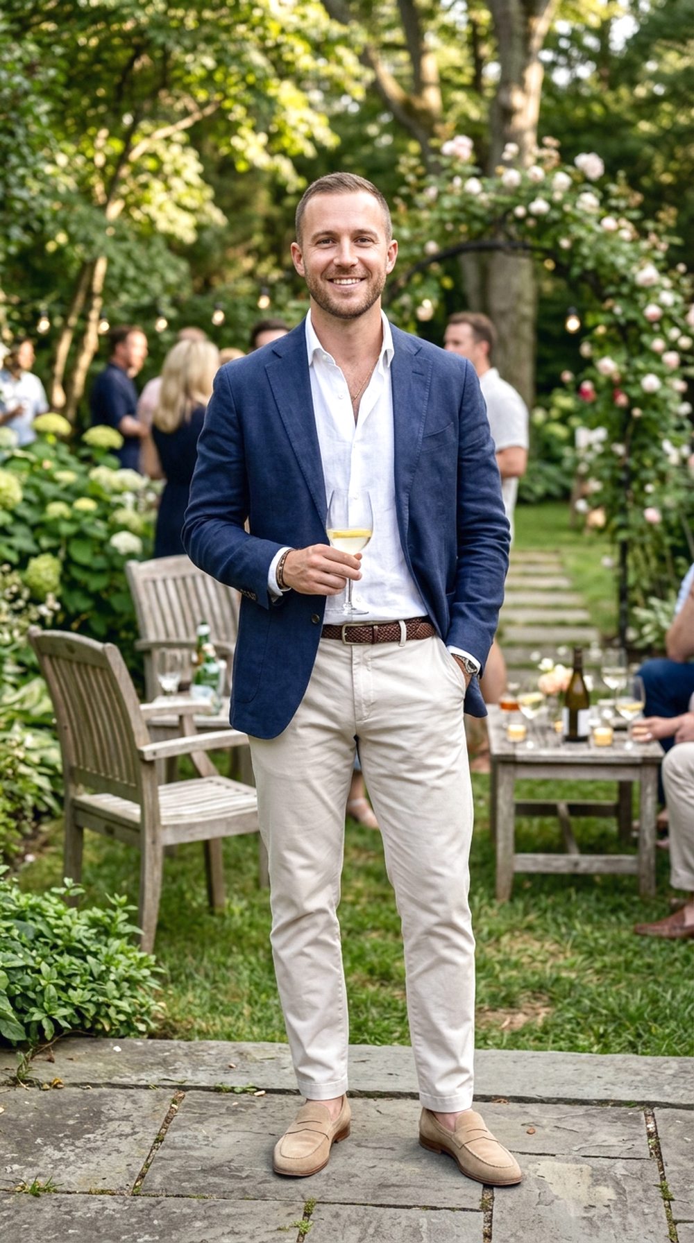 Blazer With Open-Collar Shirt