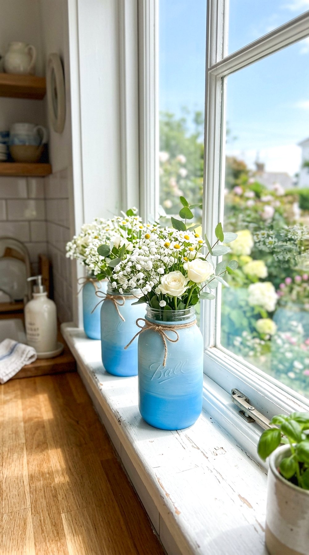 Blue Ombre Mason Jars