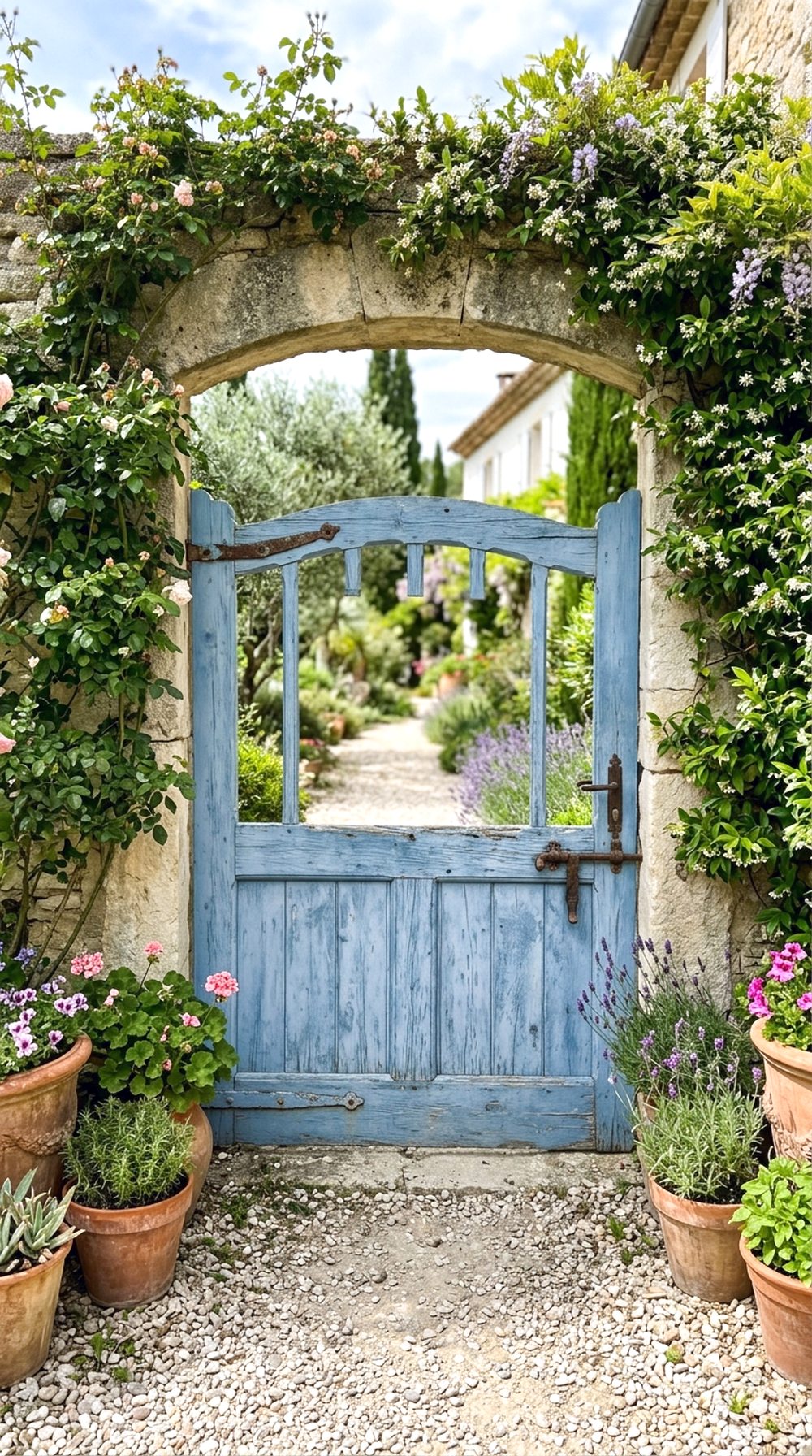 Blue Painted Garden Gate