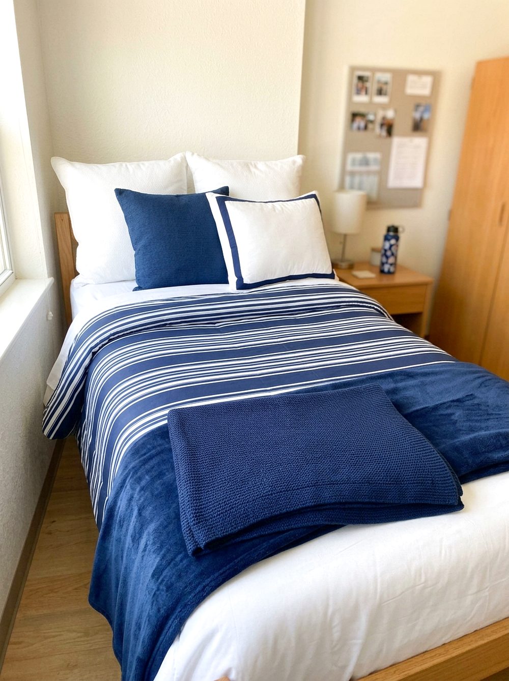 Blue and White Striped Bedding