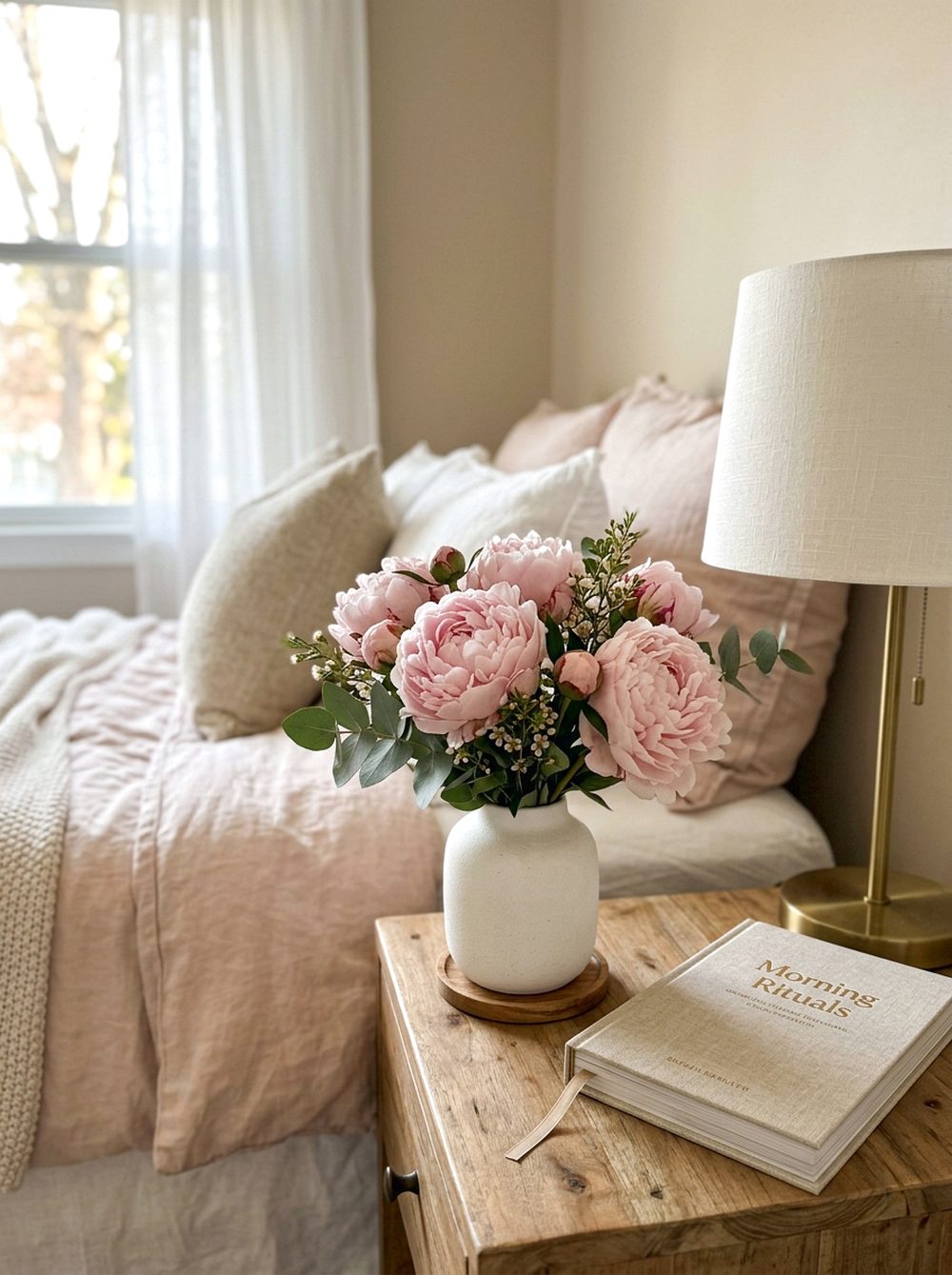 Blush Peony Nightstand Vase