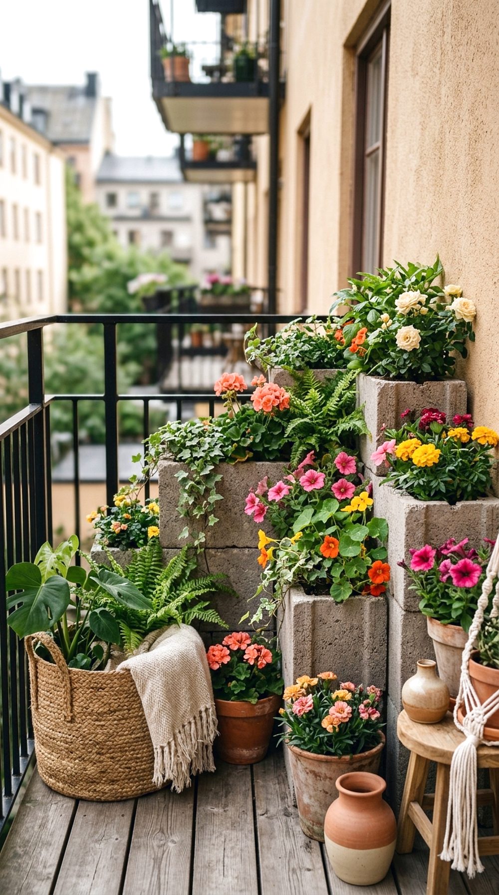 Boho Cinder Block Flower Wall