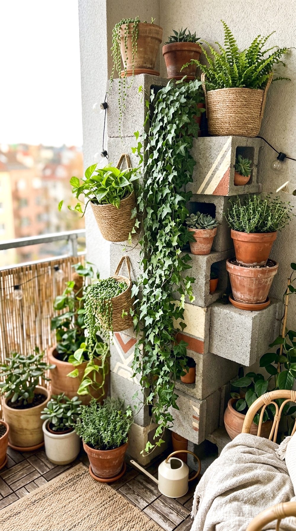Boho Cinder Block Garden Wall