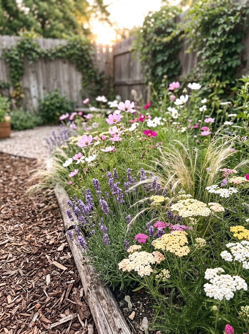 Boho Wildflower Border With Mulch
