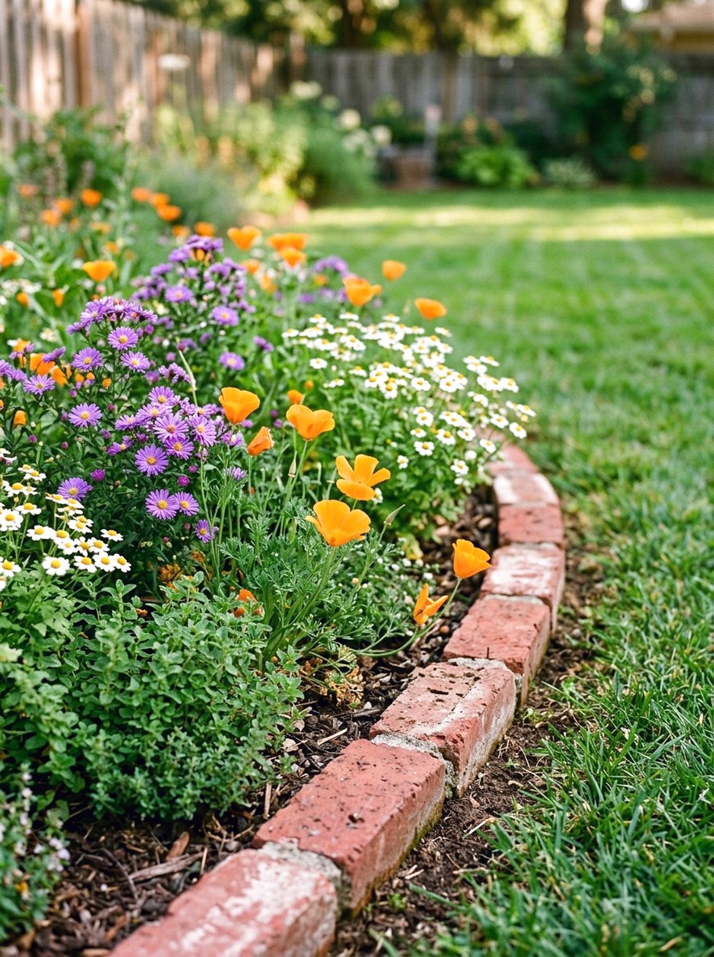 Brick Edge Wildflower Border