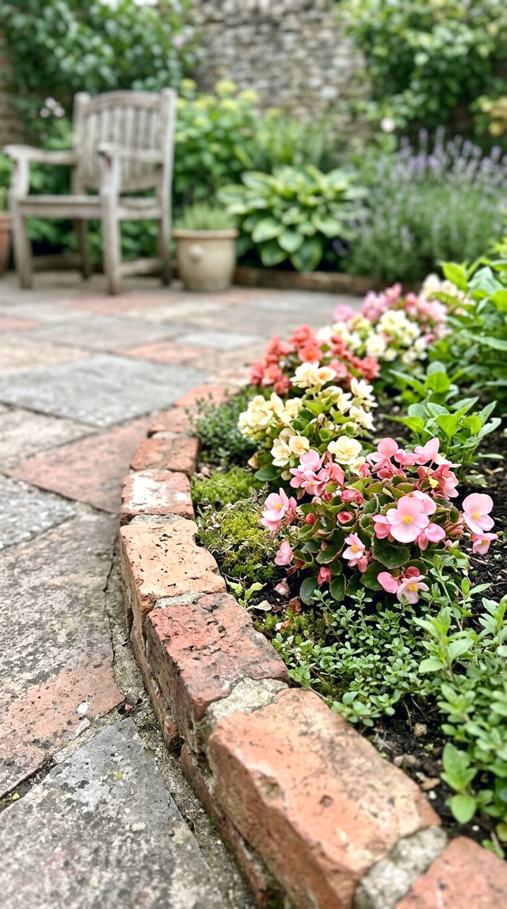 Brick-Edged Flower Border