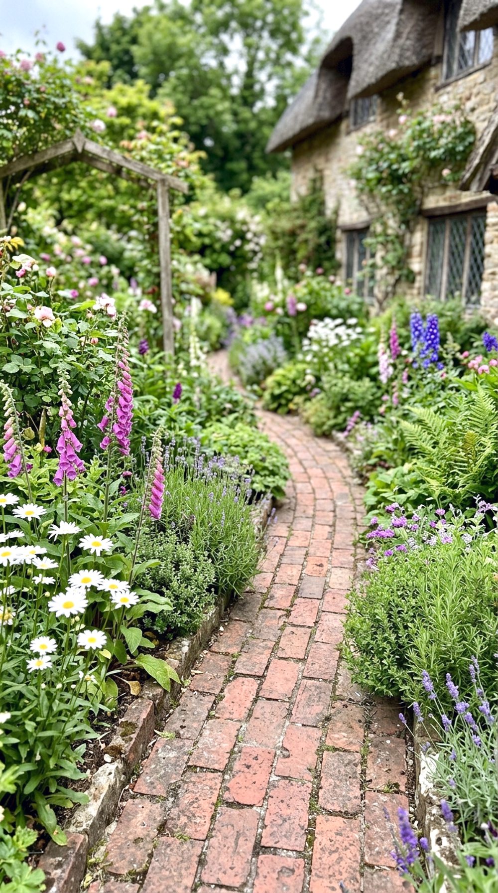 Brick Pathway with Flowers