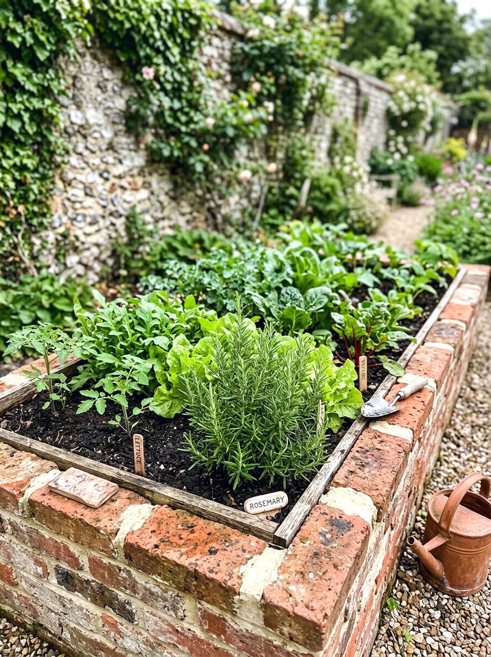Brick Raised Kitchen Garden Bed