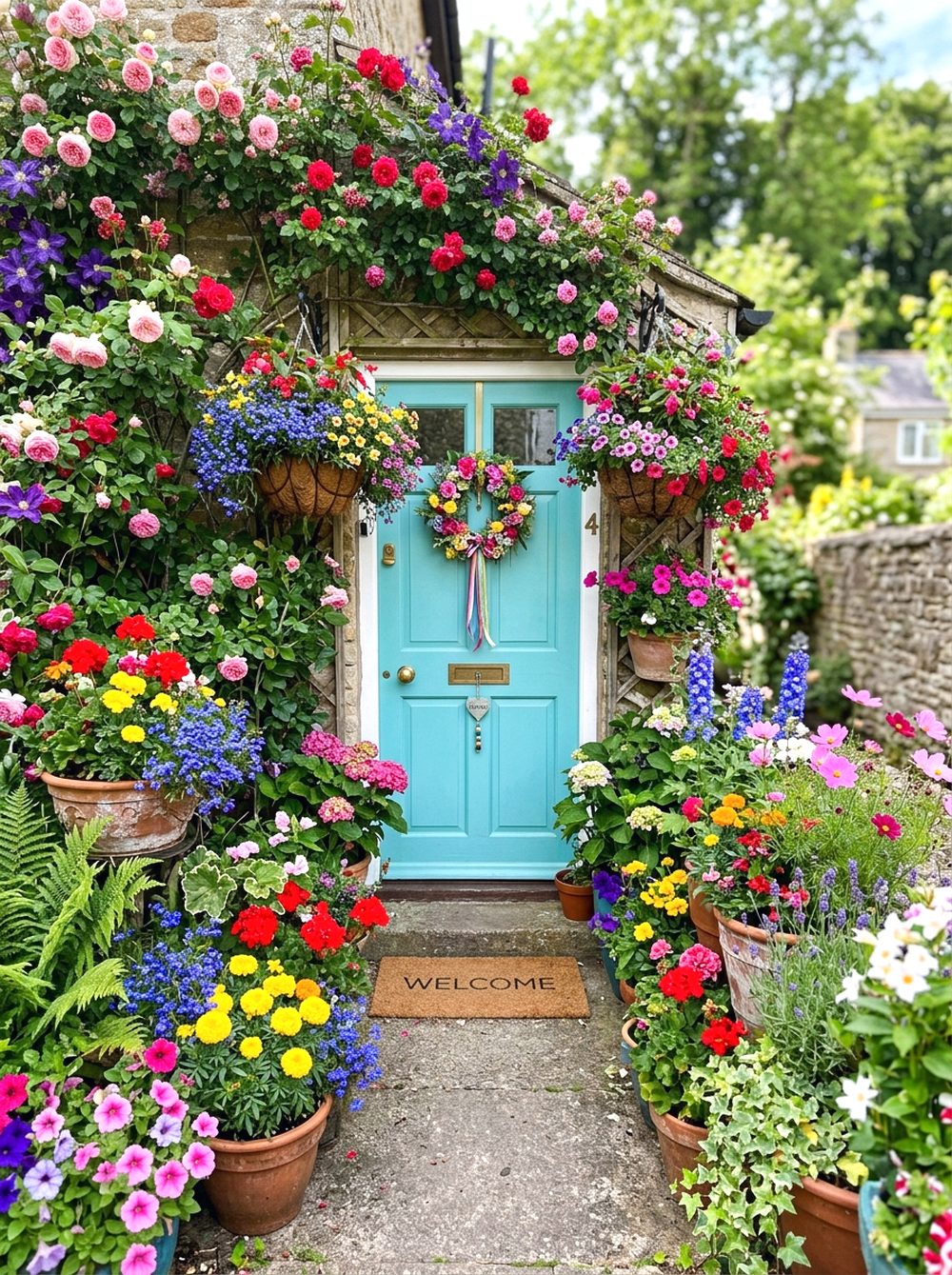 Bright Flower-Filled Entryway