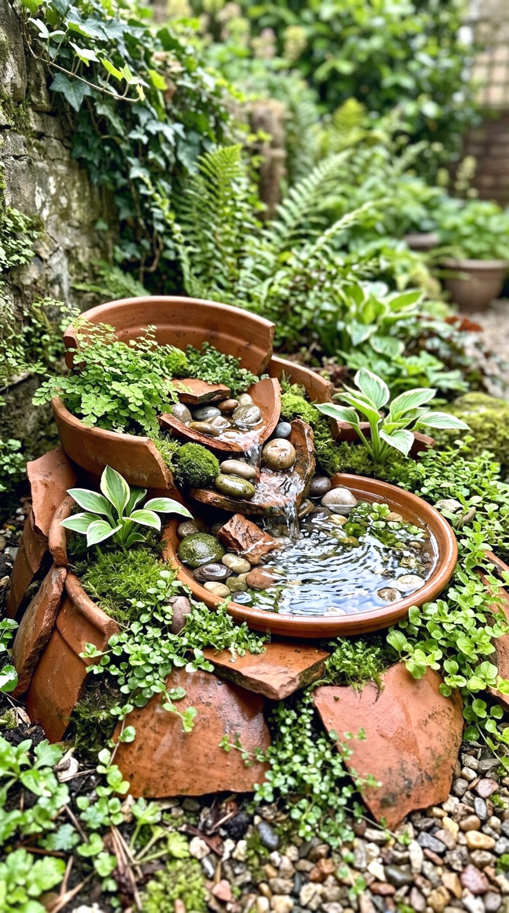Broken Pot Water Feature Garden