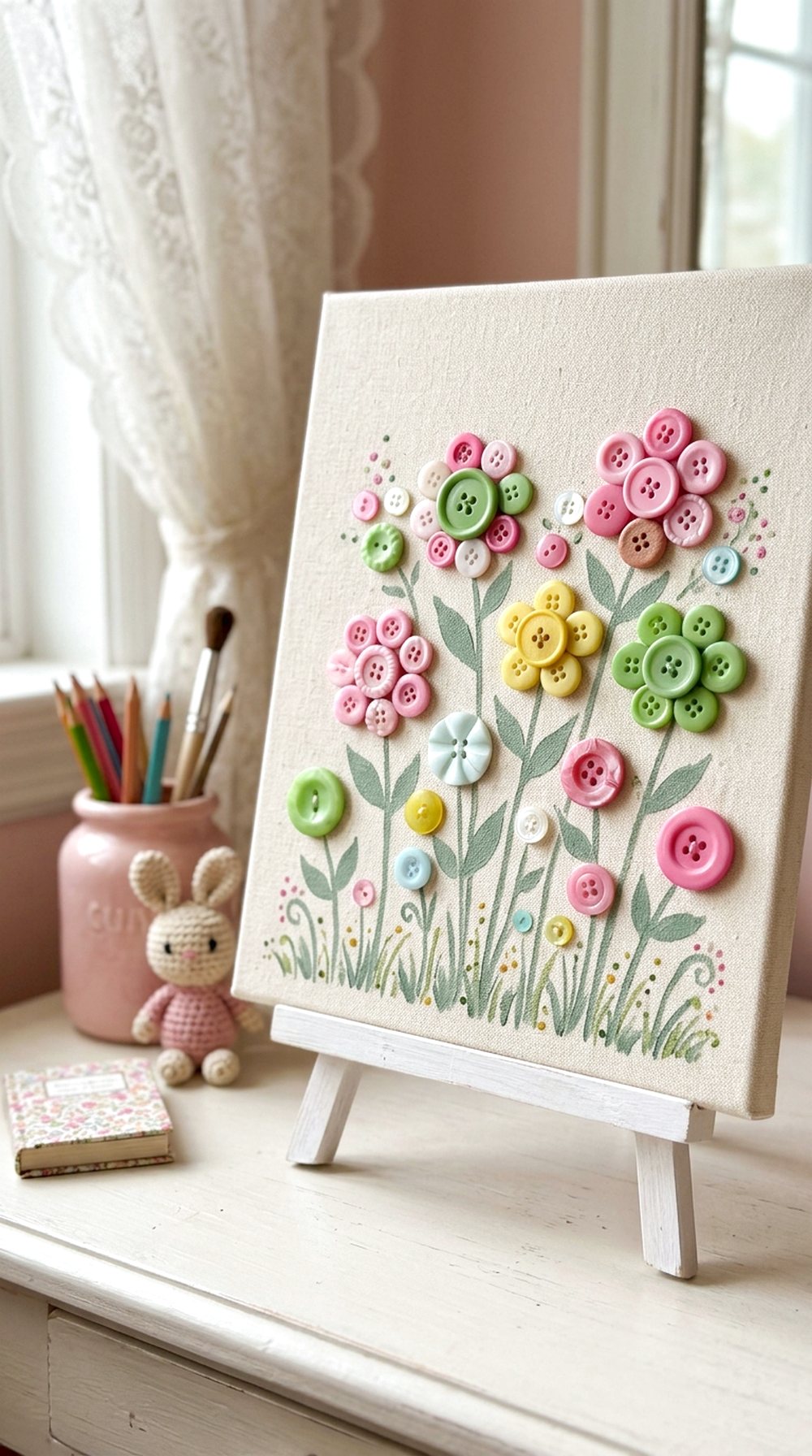 Button Flower Canvas