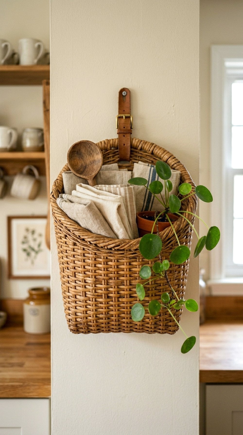 Cane Basket Wall Storage