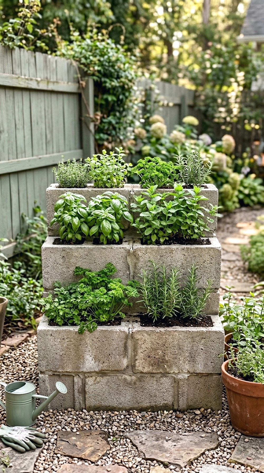 Cinder Block Herb Wall