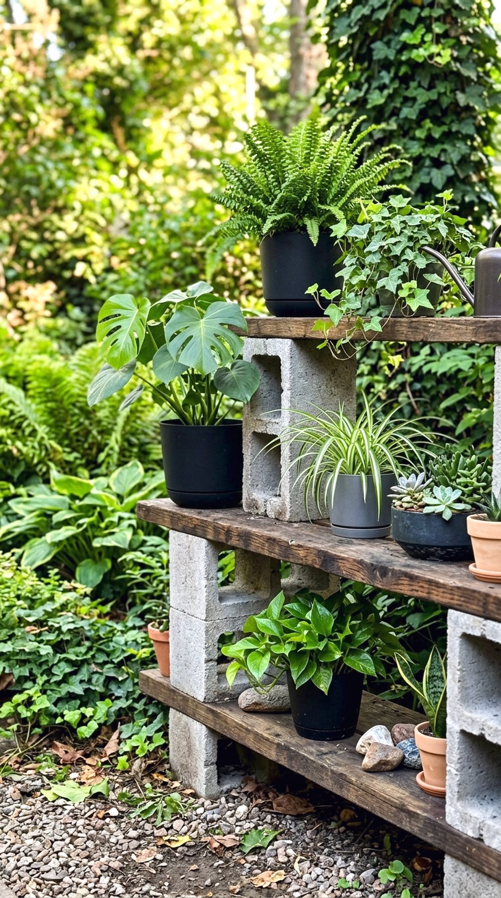 Cinder Block Plant Shelf