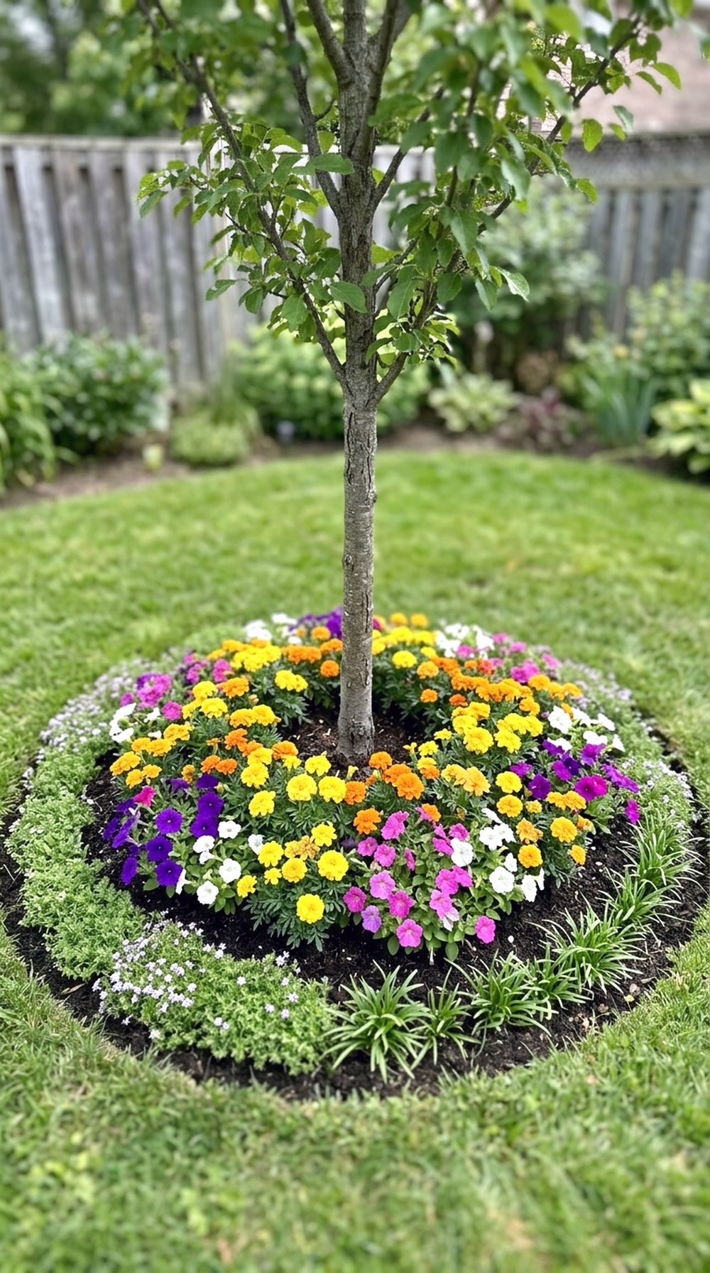 Circular Flower Bed Around a Tree
