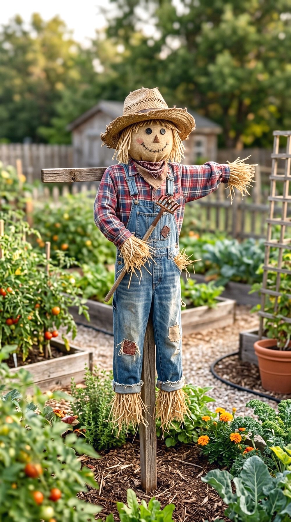 Classic Straw Hat Scarecrow