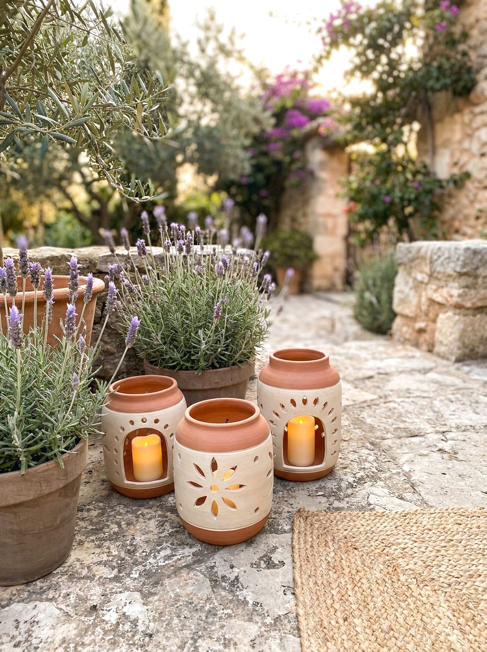 Clay Lantern Patio Display
