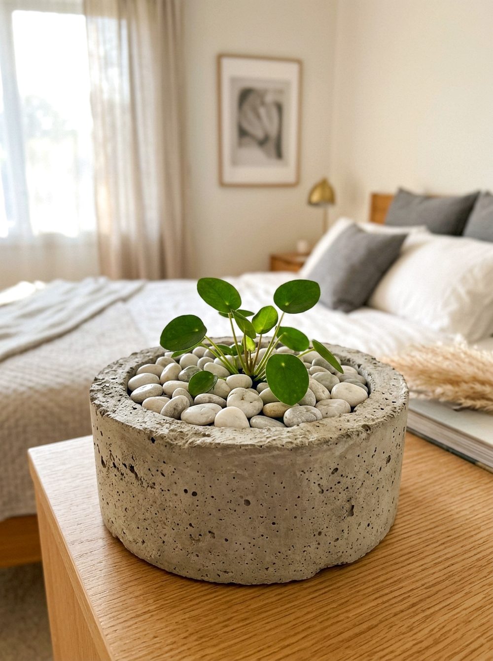 Concrete Planter with Pebble Top